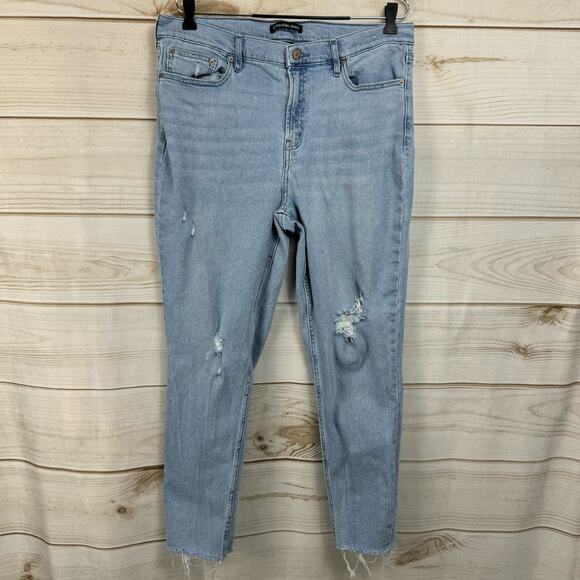 Calvin Klein Jeans Distressed Raw Hem High Rise Skinny Jeans Size 33 - Picture 1 of 13